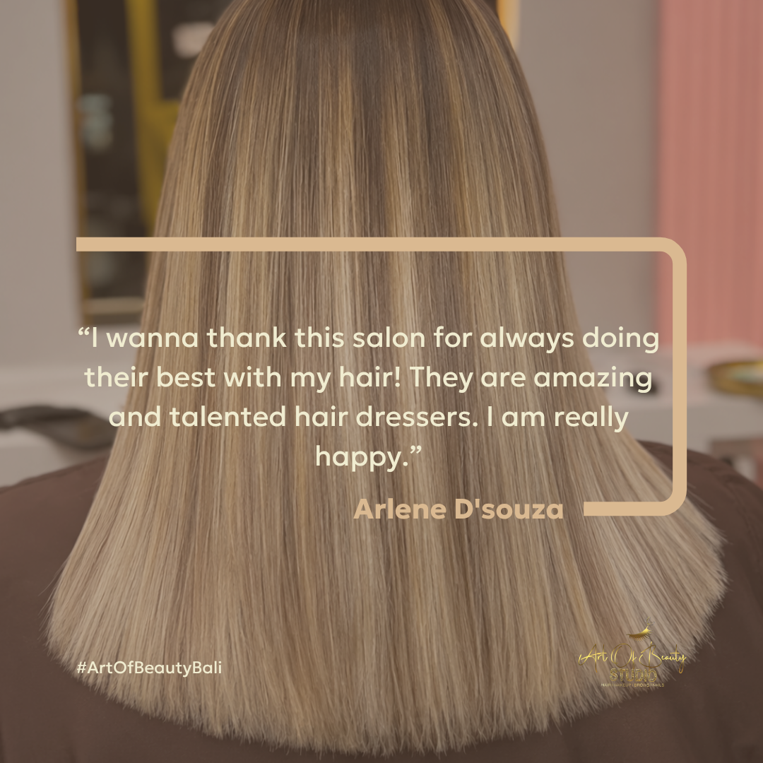 Professional balayage hair color at Art of Beauty Studio Bali in Seminyak