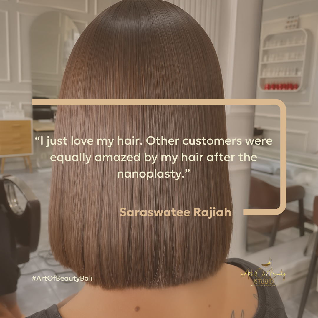 Nanoplasty hair treatment results at Art of Beauty Studio Bali in Seminyak